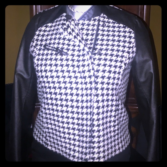 Black and white Houndstooth jacket faux leather - Picture 1 of 1